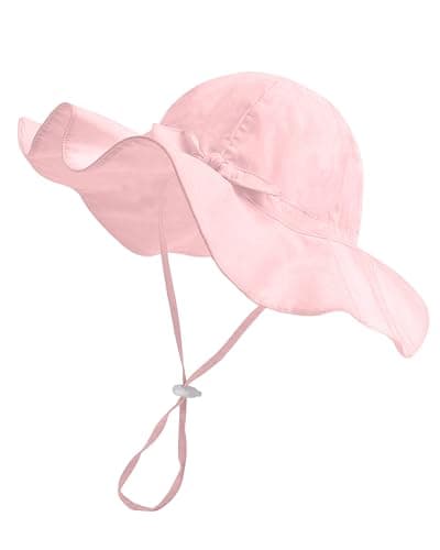 FURTALK Baby Girl Wide Brim Sun Hat with UPF 50+ Toddler Baby Sun Protection Pink - Image 1