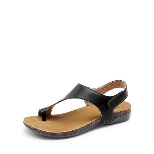 DREAM PAIRS Women's Comfortable Cork Footbed Arch Support Sandals Casual to Dressy Thong Walking Flat Sandals for Summer,Size 7.5,Black,DWUMFS2509 - Image 1