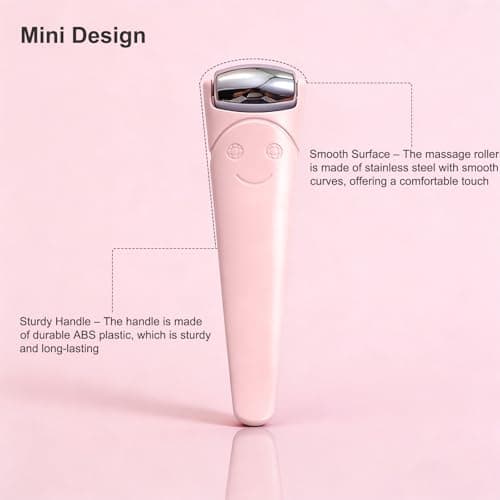 VISDOLL Mini Stainless Steel Ice Facial Roller Face & Under Eye Roller, Travel Size Cooling Facial Tool, for Under Eye Areas that Feel Puffy Or Have A Tired, Dark Look, Skincare Product Scoop - Thumbnail 5