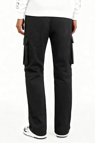 GINGTTO Mens Black Cargo Pants Straight Leg Stretch Cargos for Men Casual Everyday Wear 28 - Thumbnail 2