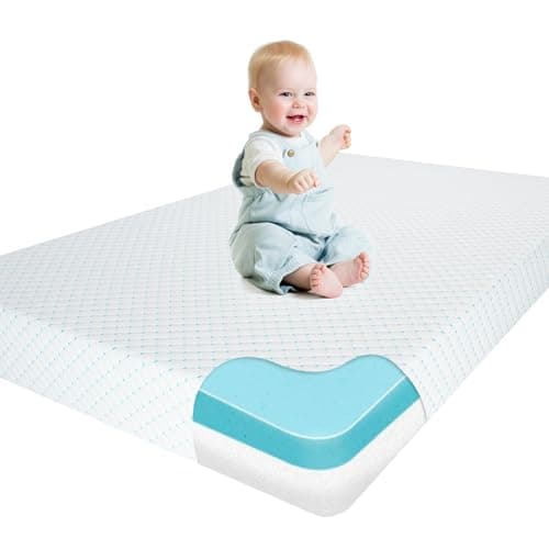 voomf Mini Crib Mattress, 38x24X4 Inch Dual Sided Comfort Memory Foam Portable Crib Mattress, Soft Breathable Baby Mattresses for Mini and Portable Cribs with Machine Washable Cover - Image 1