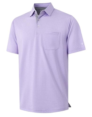 M MAELREG Golf Polo Shirts for Men Dry Fit Casual Performance Moisture Wicking Mens Polo Shirts Short Sleeve Lavender - Image 1