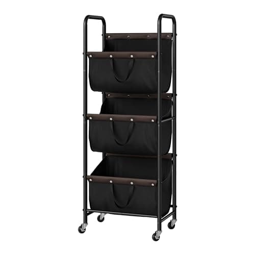 GRANNY SAYS 3 Tier Laundry Sorter, Laundry Basket with Wheels, Laundry Room Organization and Storage, 3 Section Rolling Laundry Cart for Dorm, Bathroom, Bedroom, Closet, Black - Image 1