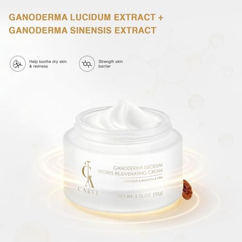 CA CAREL Brightening Face Cream, Ganoderma Peptides Rejuvenating Moisturizer with Collagen, Hyaluronic Acid, Niacinamide for Radiant Booster, Hydrating, Firming Skin - Thumbnail 2