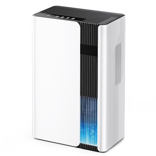 Globexis Dehumidifiers for Home, Quiet Dehumidifier for Bedroom for Small Spaces up to 800 sq.ft., 102oz Water Tank, Auto Shut-Off, Timer, 7-Color Light, Portable for Bathroom, Closet, RV, White - Image 1