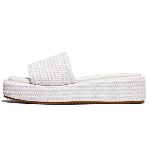 EQAUDES White Platform Wedge Sandals for Women Comfortable Summer -Espadrille, Beach, Cute, Straw Raffia, Dressy Vacation, Open Toe - Image 1