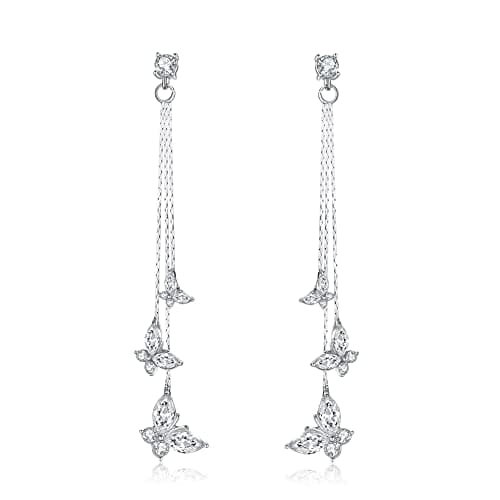 Kruckel Butterfly Dangle Earrings with Crystals (925 Sterling Silver) Includes Present Box – Hypoallergenic, Lightweight, Safe for Sensitive Skin - Image 1