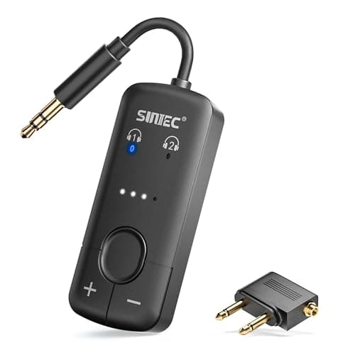 Airplane Bluetooth Adapter for Headphones Earphone: Wireless Transmitter Dongle Flight Adaptor for Plane Airline Travel with Aux Audio Jack - Support 2 Airpods or Earpods aptX Adaptive - Image 1