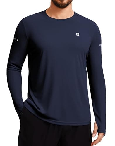 DAXIANG Men's UPF 50+ Sun Protection Long Sleeve Rash Guard UV Hiking Running Athletic Fishing Quick Dry Lightweight T-Shirt M Navy Blue - Image 1