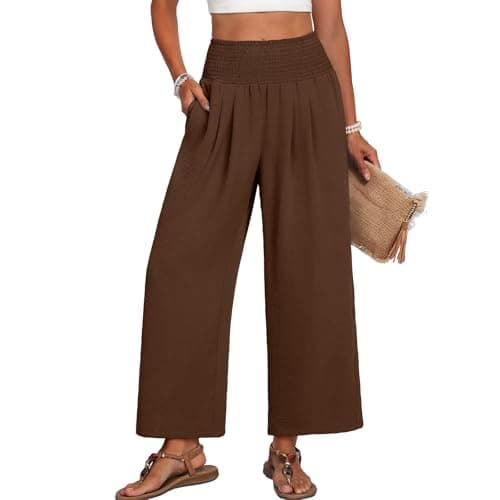 Lepunuo Wide Leg Palazzo Pants for Women Plus Size Trousers with Pockets - Image 1