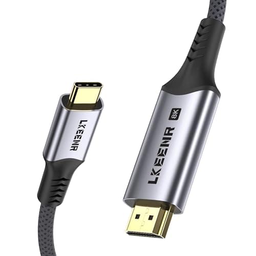LKEENR USB C to HDMI 2.1 Cable 5Ft (8K@60Hz,4K@144Hz,2K@240Hz) [Thunderbolt 3/4/5 Compatible] Supports HDCP 2.3 & HDR10, High Speed 48Gbps for XPS, Galaxy S22, Gaming Monitor