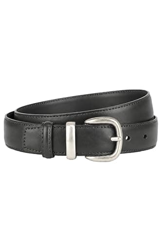 OWNFUN Black Silver Belt Women 1.1" Width Fashion Ladies Belts for Jeans Pants Sliver Buckle Belt Gift Box - Image 1