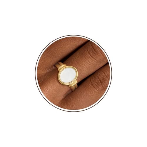 Sistble Gold Rings for Women Birthday Gifts Chunky Gold Rings Size 7 Opal Signet Pink Ring for Women Band Statement Jewelry Anniversary Christmas Gifts Stocking Stuffers for Teens - Image 1