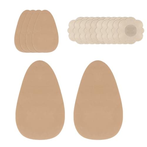 BEWTEIM Plus Size Adhesive Beast Tape for Lifting, 3 Pairs Push Up Strapless Boob Tapes for Large Breasts A-G Cups with Nipple Pasties Beige - Image 1