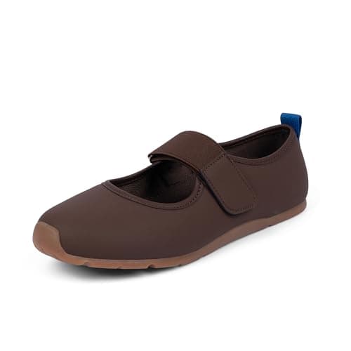 VIUGJNEX Chocolate Brown Mary Jane Sneakers for Women Tennis Shoes Ballet Sneakers Lightweight Casual Slip-On Ballet Flats Size 8 - Image 1