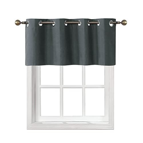 Home Queen Total Blackout Curtain Valance for Bedroom Window, Grommet Straight Bathroom Drape Valence, 54 W X 18 L, Charcoal - Image 1