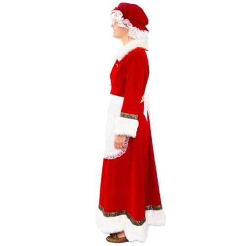Kofero Mrs. Claus Costume for Women Plus Size Outfit Christmas Adult Santa Dress with Apron Wig and Glasses for Cosplay Party - Thumbnail 2
