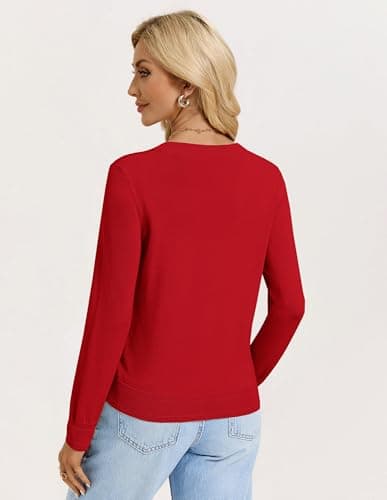 GRACE KARIN Womens Red Cardigan Sweaters Lightweight Button Up Spring Cardigans Knit Shrug Trendy Summer Outfits XL - Thumbnail 4