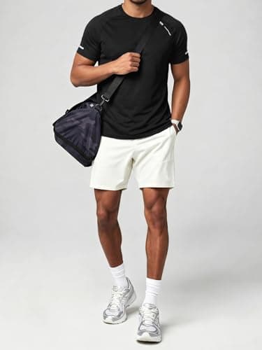 Comdecevis Men's Clothing Workout Tops Dry Fit Moisture Wicking Running Black Shirt Short Sleeve Gym Shirts Men XL(38) Black - Thumbnail 3
