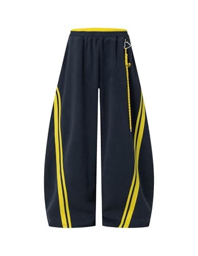 Aelfric Eden Stripes Baggy Barrel Sweatpants Elastic Double Waist Wide Leg Pants Women Men Casual Y2K Unisex Lounge Trouser Dark Blue S