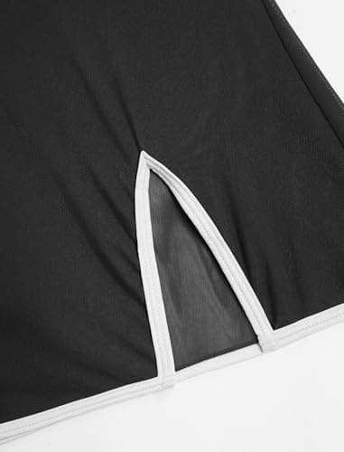 ZAFUL High Waisted Bikini Set Tummy Control Swimsuits for Women Swimwear Two Piece Swimsuits with Skirt Black L - Thumbnail 6