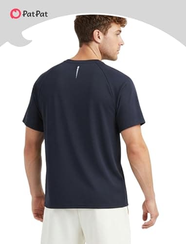 PATPAT Men's Short Sleeve Active T-Shirt Quick Dry Athletic Tee Running Swim Tops Summer Moisture Wicking Shirts, Dark Blue, XXL - Thumbnail 3