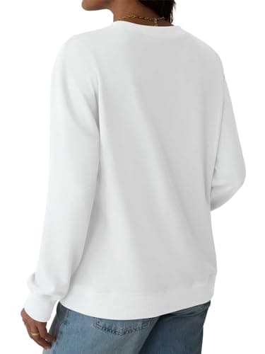 GKBK Womens Casual Long Sleeve Sweatshirt Crew Neck Crewneck T Shirt Tshirt Cute Pullover Tops Relaxed Fit Thin Soft Comfy Light Weight Loose Fit Sweater 2026 Fashion Clothes Trendy Outfits White XL - Thumbnail 3