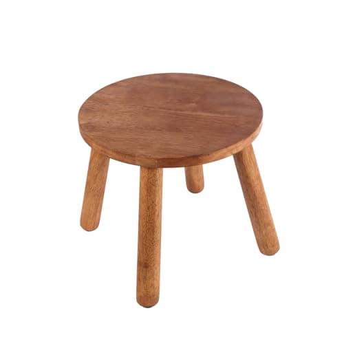 zaowofires Round Solid Wooden Step Stool， Garden Stool，10''H,Plant Stool ，Wood Legs Detachable for Plant Stand, Kitchen, Bathroom，Bedroom，Livingroom (Walnut, 10inch) - Image 1