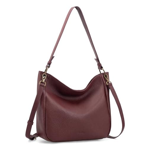 befen Genuine Leather Hobo Bags for Women, Burgundy Leather Purses Crossbody Bag Designer Vintage Shoulder Bags with 2 Detachable Straps Trendy Soft Womens Shoulder Handbags for Daily&Travel - Image 1