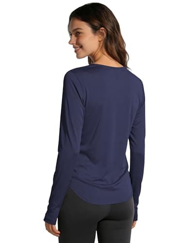 Womens Sun Shirt UPF 50+ Long Sleeve UV Protection SPF Shirts Moisture Wicking Quick Dry Workout Gym Golf Running Athletic Outdoor Tops Navy Blue XL - Thumbnail 2
