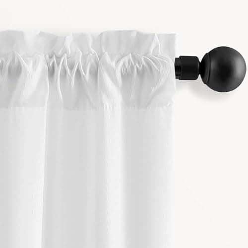 Draphelle Patio Screen Non-See-Through Outdoor Curtains Waterproof Sheer Lightweight Drapes for Porch Gazebo Garden Party Wedding Backdrop, White, W 52 x L 84 inch per Panel, 2 Panels - Thumbnail 3