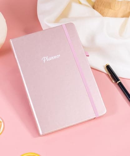 CAGIE Undated Planner Weekly and Monthly with Inner Pocket Leather journal with Goal & Habit Tracker Organizer, Hardcover Weekly Monthly Planner for Work School Home, 5.7" x 8.3", Pink - Thumbnail 2