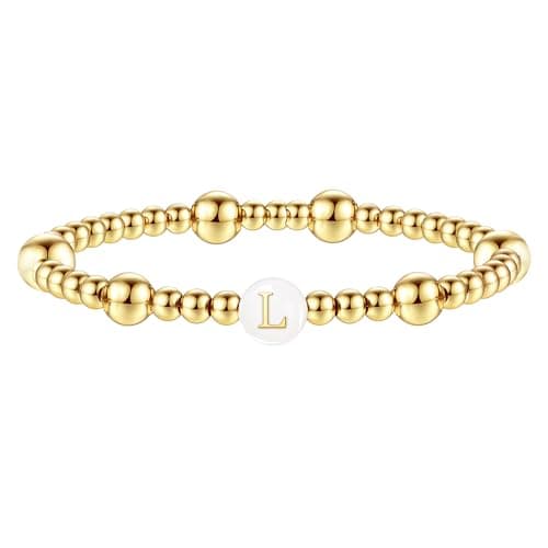 Sistble Mothers Day Gifts for Women Enewton Bracelets for Women Initial Bracelets Teen Gifts Dainty Beaded Bracelet Letter L Ball Bracelet Birthday Retirement Gift Jewelry - Image 1