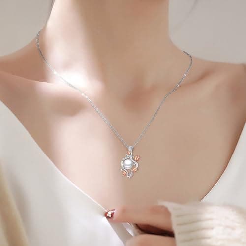 Sebina Pearl Pendant Necklace for Women,925 Sterling Silver Pendant Jewelry,Anniversary Christmas Birthday Valentines Gifts for Wife, Mom, Dauhter, Girlfriend,Her - Thumbnail 2