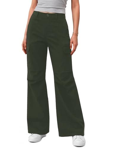 JEKAOYI Womens Cargo Pants with Pockets Quick Dry Bootcut Hiking Pants Baggy Lightweight Water-Resistant Army Green - Image 1