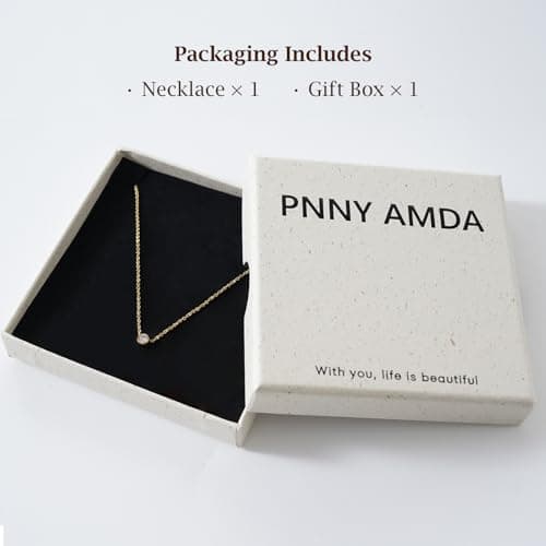 PNNY AMDA Simple Gold Diamond Necklace: 18K Gold Plated Dainty Diamond Look Pendant Necklace Sparkly - Single CZ Exquisite Gifts for Women Mothers Day XL-ZS-DG - Thumbnail 6