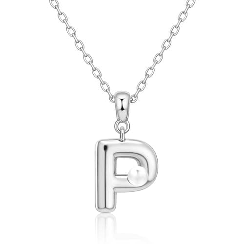 Milan Chiva Initial Letter Pendant Bubble Necklaces, 14K Gold Plated Dainty Necklace with a Cute Simulated Pearl, Name A-Z letter Pendant Personalized Charm Jewelry Trendy Gifts for Women MNS-1025SL - Image 1