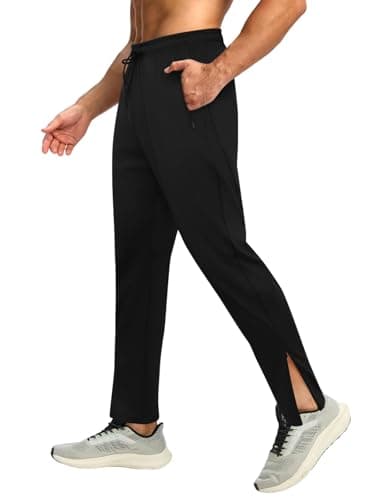 Auxo Men's Athletic Pants Quick Dry, Lightweight Workout Running Joggers with Zip Pockets and Ankle Zippers Black XL - Image 1