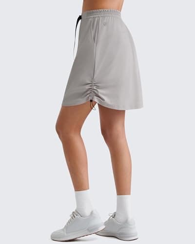 G4Free Women's Skirts Knee Length Hiking Athletic Casual Workout Golf Skirt with Pockets Buckle Adjustable Waist Hem Summer(Chime Gray,S) - Thumbnail 6