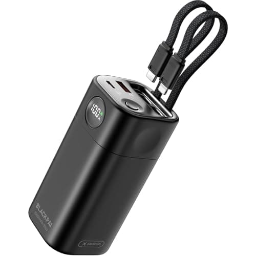 Portable Power Bank 20,000mAh for Travel & Outdoor, PD 35W Super Fast Charging Portable Charger with 2 Built-in Cables, USB-C Digital Display, Large-Capacity Charger for iPhone Air 17/16/15/14/13