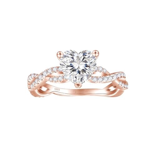 2CT Heart Moissanite Solitaire Engagement Ring for Women Promise Ring 4.5