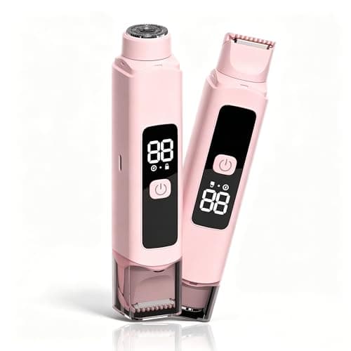 Bikini Trimmer for Women, 2-in-1 Dual Head Electric Shaver with LED Display, Ceramic Blades Painless Pubic Hair Trimmer for Sensitive Skin, Cordless Rechargeable with Travel Lock - Image 1