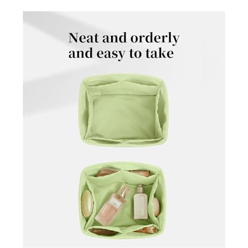 Purse Organizer Insert for Picotin 18/22, Satin Bag Organizer for Woman, Soft & Lightweight Purse Essentials, Ideal for Travel, Shopping, and Daily Use, Multiple Pockets(PC 18,Vert Criquet) - Thumbnail 4