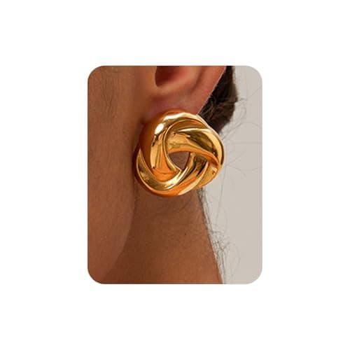 UANNEAU Gold Chunky Earrings for Women Trendy, 14K Gold Plated Dainty Blod Kont Earrings Statement Minimalist Hypoallergenic Earrings Gifts for Her Mom - Image 1