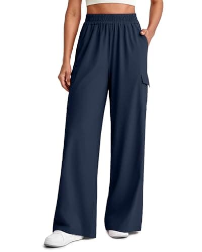 G4Free Womens Wide Leg Dress Pants Office Work Pants Lightweight Women High Rise Casual Pants Relaxed Fit (Dark Navy XXL,31") - Image 1