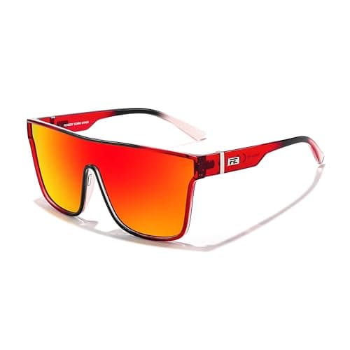 FEISEDY Sunglasses for Women Men, Fashion Mirrored Single Lens, Driving Beach Sunnies UV400 Shades B2996 Red Mirrored - Image 1