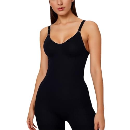 BaseTry Shapewear Bodysuit for Women Tummy Control Seamless Sculpting Hip Enhancer Body Shaper (Black, L)