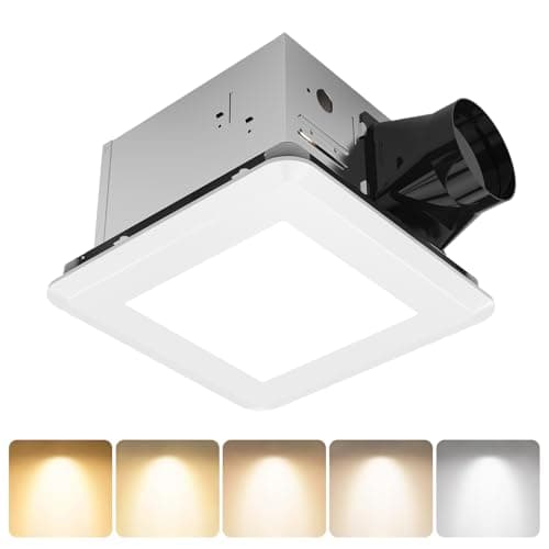 AHAWILL 8" Ultra Quiet Bathroom Exhaust Fan with Light,80 CFM,1.0 Sones,5CCT Dimmable,1000LM Ceiling Mount Bathroom Fan,Bathroom Vent Fan with Light,ETL & FCC Certified - Image 1