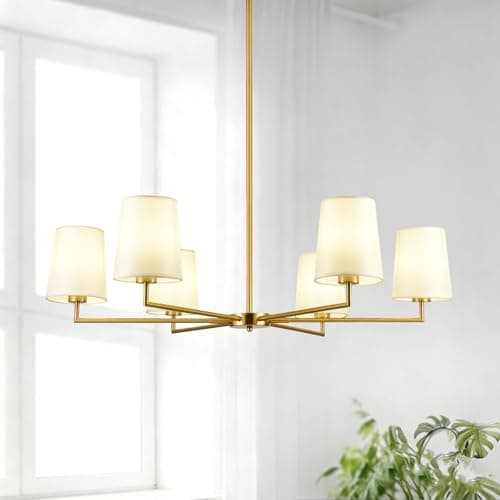 Omgomne 38" Brushed Gold Farmhouse Chandeliers for Dining Room - Image 1
