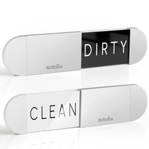 EliteSign Clean Dirty Magnet Dishwasher Sign, Magnetic Dish Washer Clean Dirty Sign, Strong Magnets Indicator for Stainless Steel Dishwasher, Extra Adhesive Tapes Included